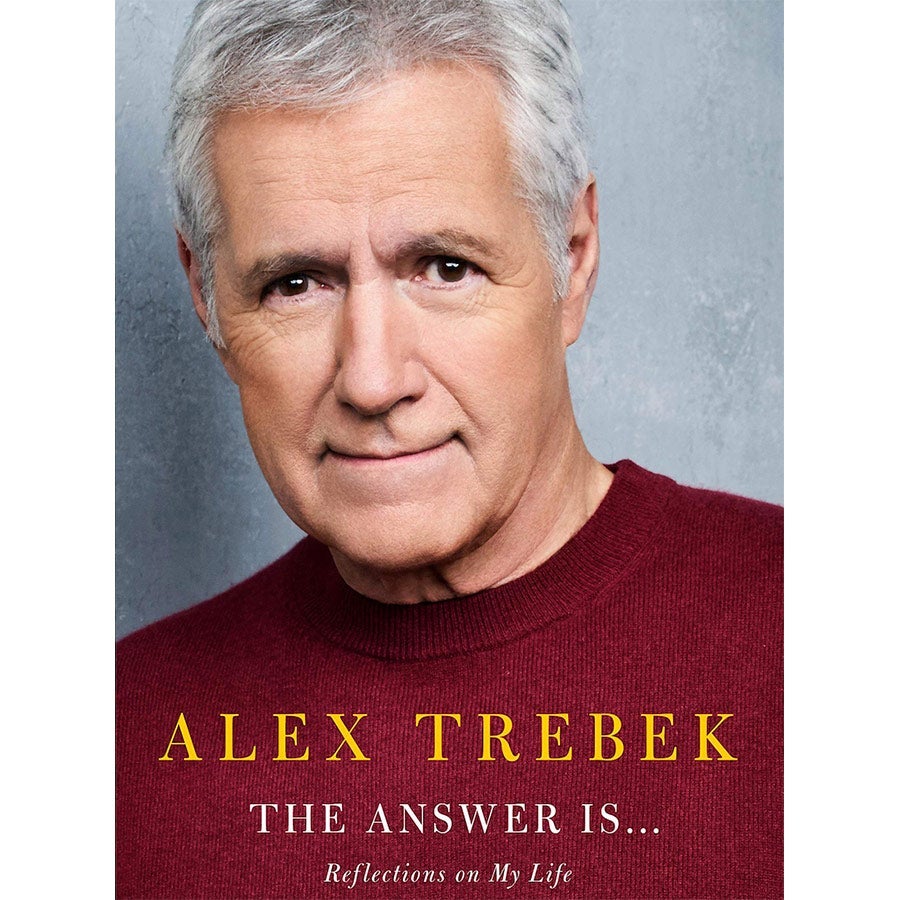 Alex Trebek on the cover of his book, The Answer Is...