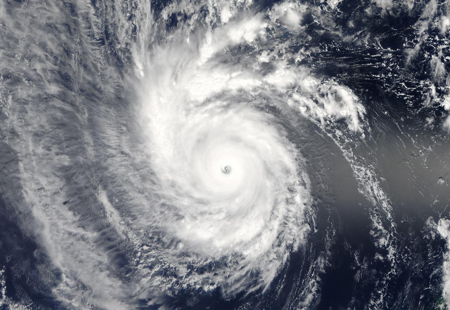 Super typhoon Maysak: Cyclone seen from space.