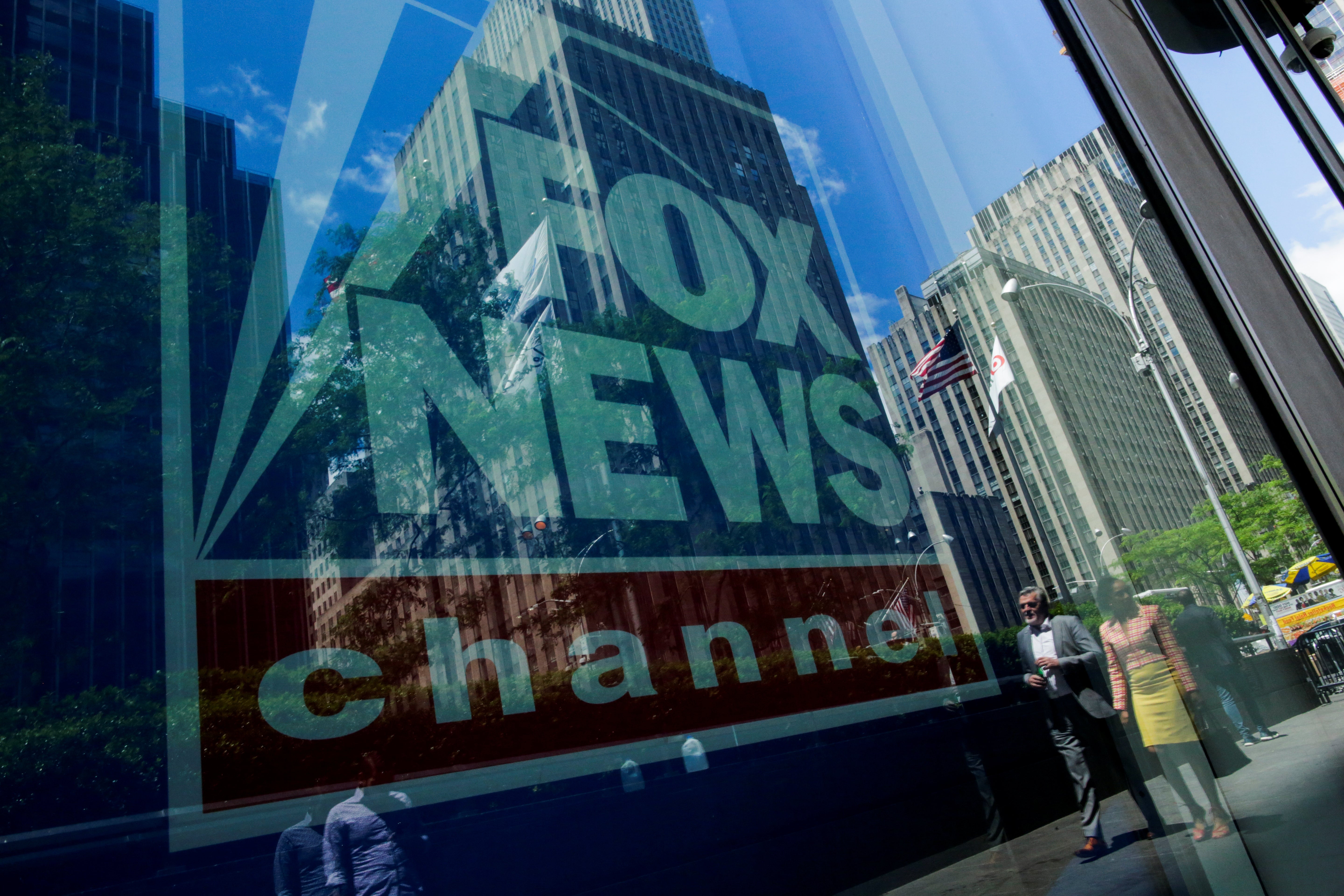 The Fox News logo outside its headquarters in Manhattan.