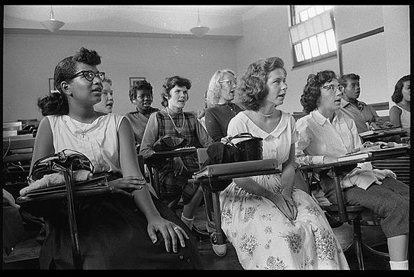 An integrated classroom at Anacostia High School, Washington, DC, 1957.