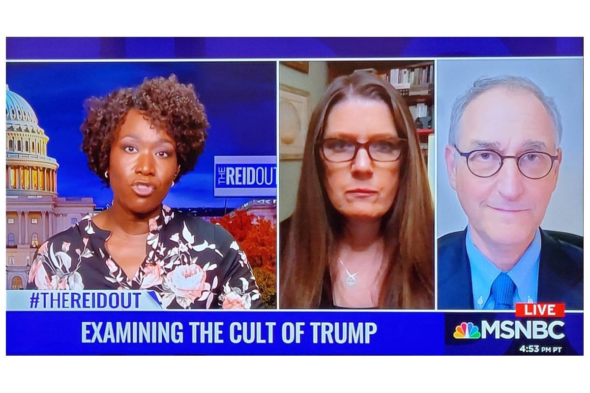 Hassan in an MSNBC appearance alongside Mary Trump on The ReidOut, November 2020.