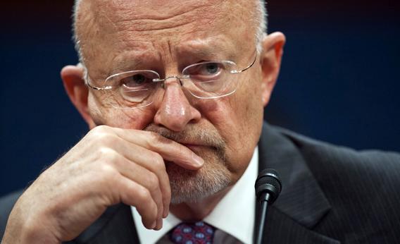 US Director of National Intelligence James Clapper testifies before the House Select Intelligence Committee on Capitol Hill in Washington, DC, on April 11, 2013.