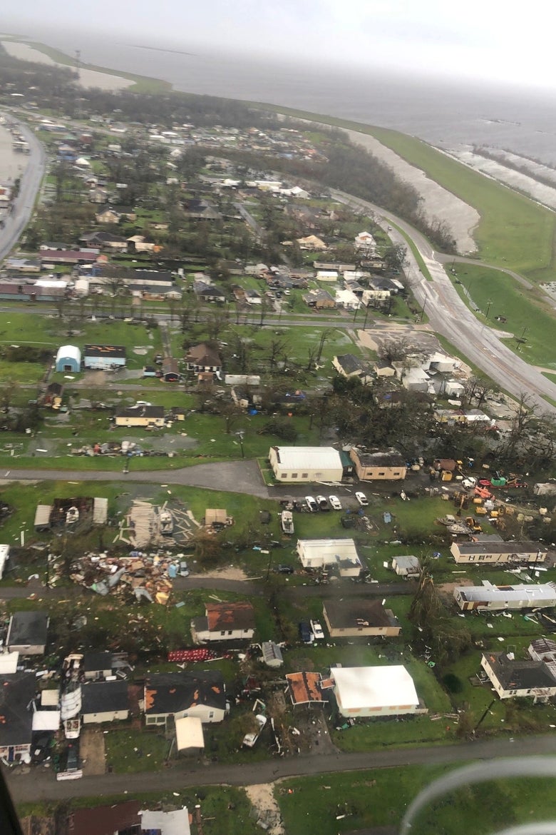 Damage to properties is seen from a U.S. Coast Guard post-storm overflight.