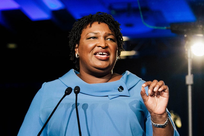 Stacey Abrams addresses supporters at an election watch party on Nov. 6 in Atlanta.