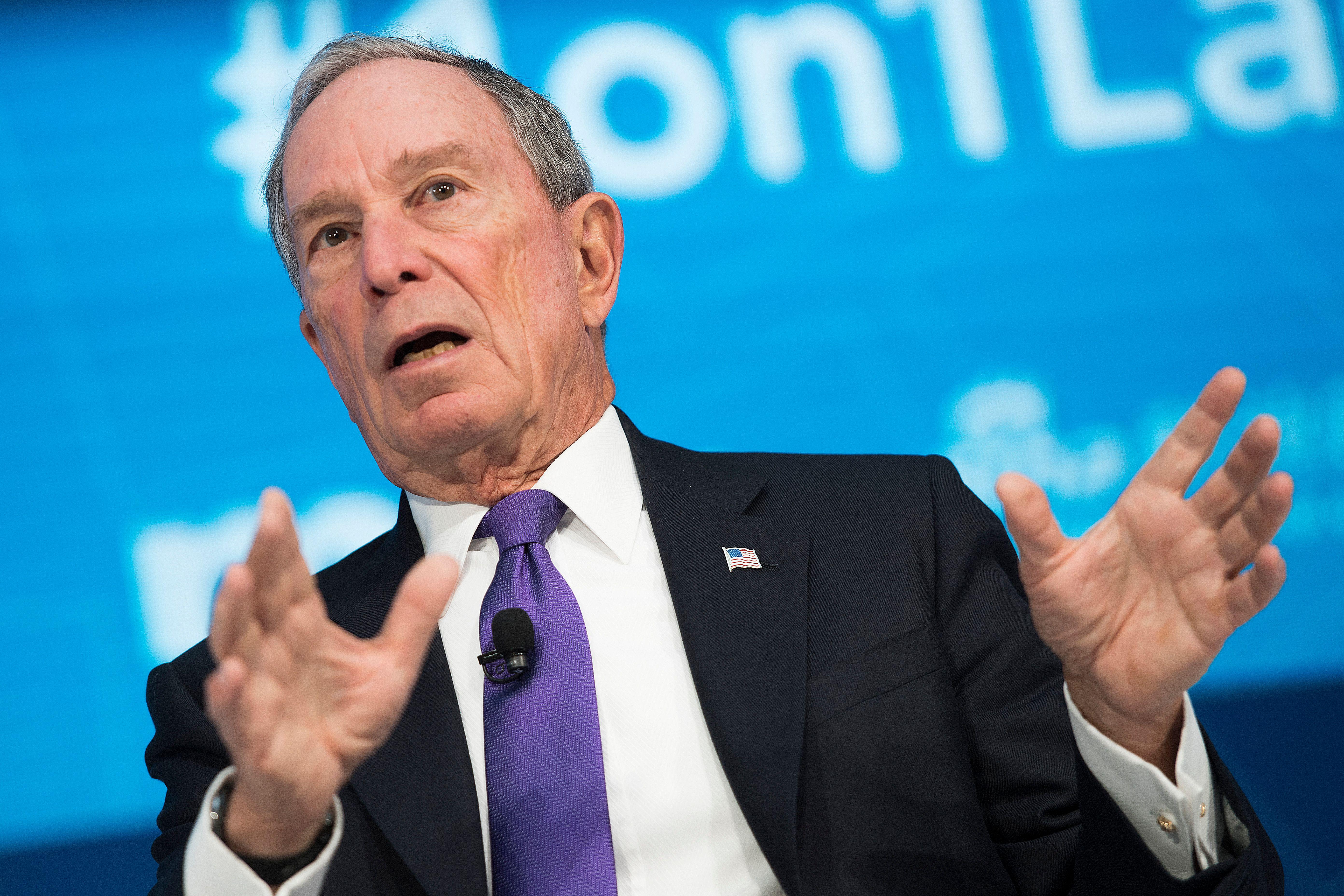 Mike Bloomberg speaks at a World Bank event in Washington, DC.