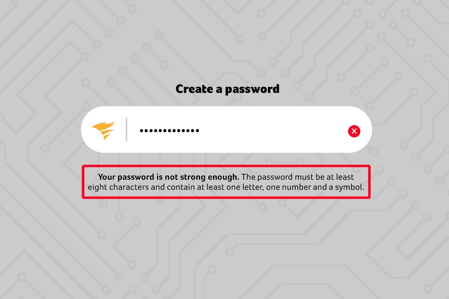 A password field with a weak password warning.