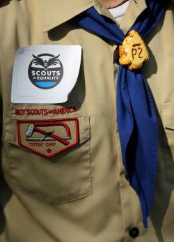Members of Scouts for Equality hold a rally to call for equality and inclusion for gays in the Boy Scouts of America as part of the Scouts for Equality Day of Action, May 22, 2013, in Washington, D.C.