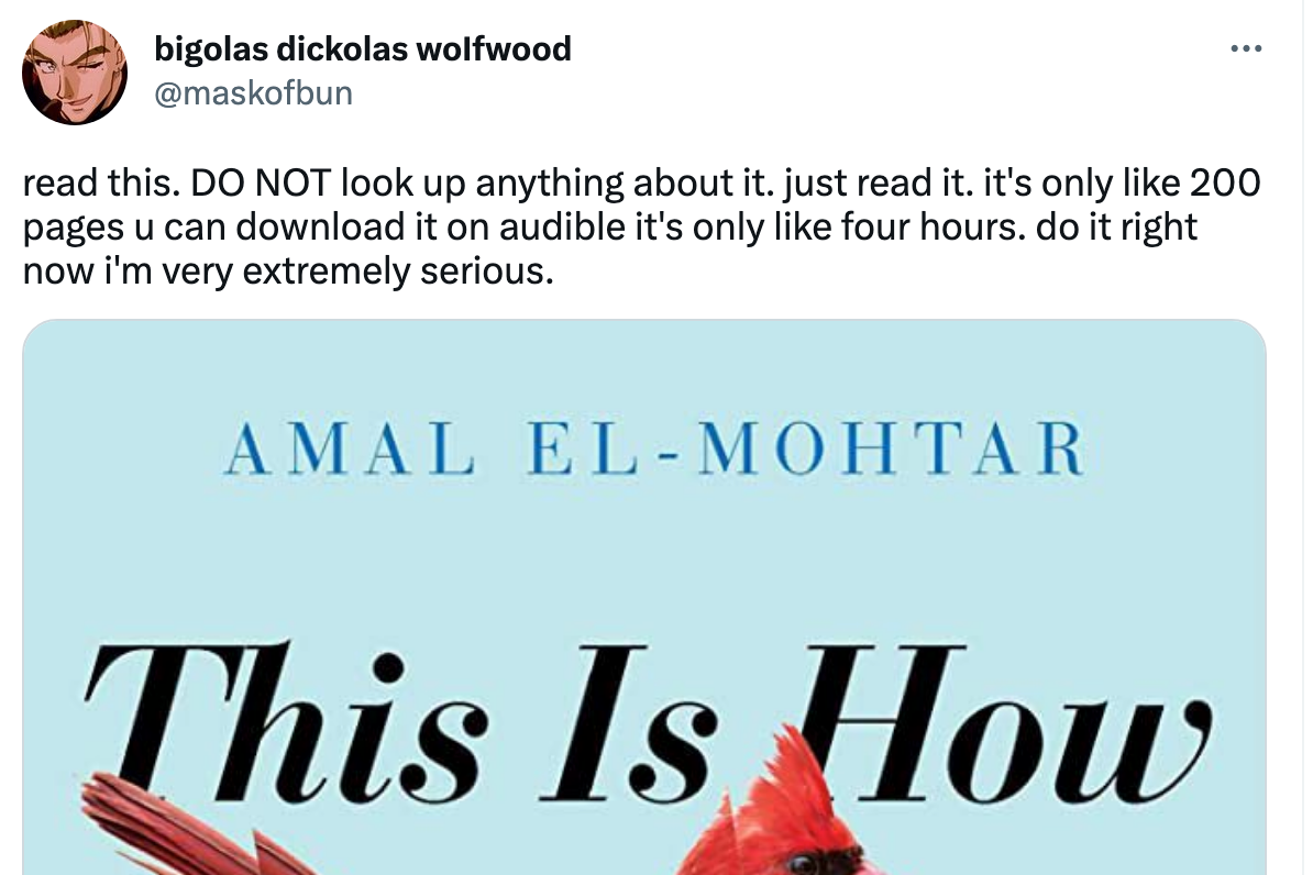 read this. DO NOT look up anything about it. just read it. it's only like 200 pages u can download it on audible it's only like four hours. do it right now i'm very extremely serious.