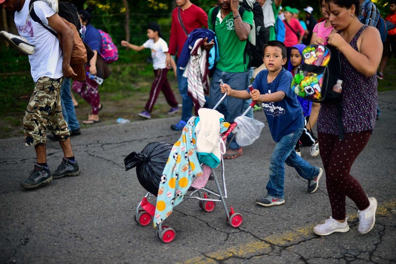Honduran migrants heading in a caravan to the U.S.