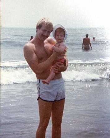 The author and her dad at the beach.
