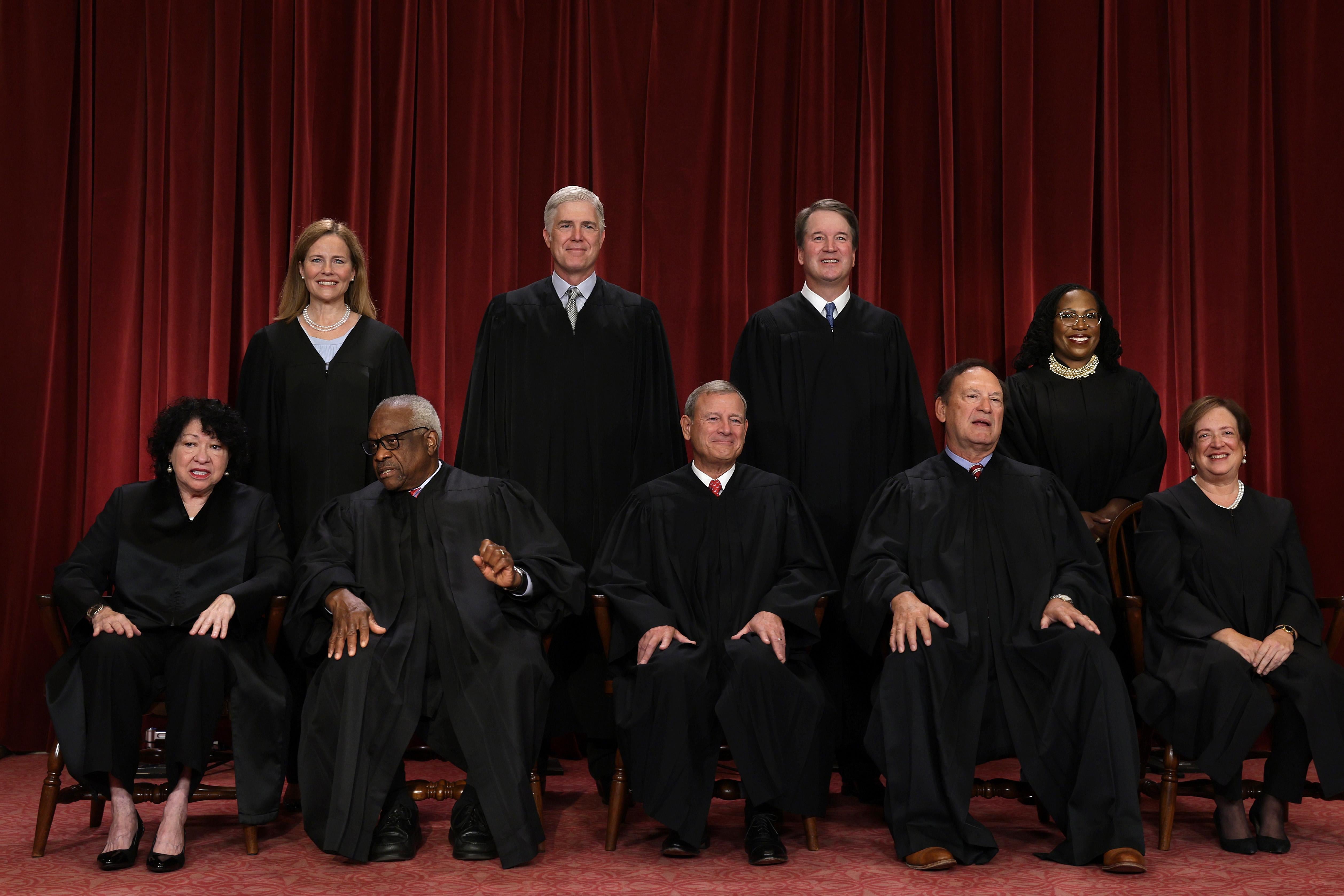 The nine justices of the U.S. Supreme Court.