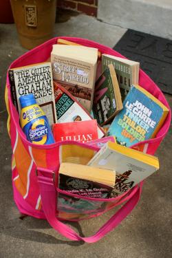 Books in bag.