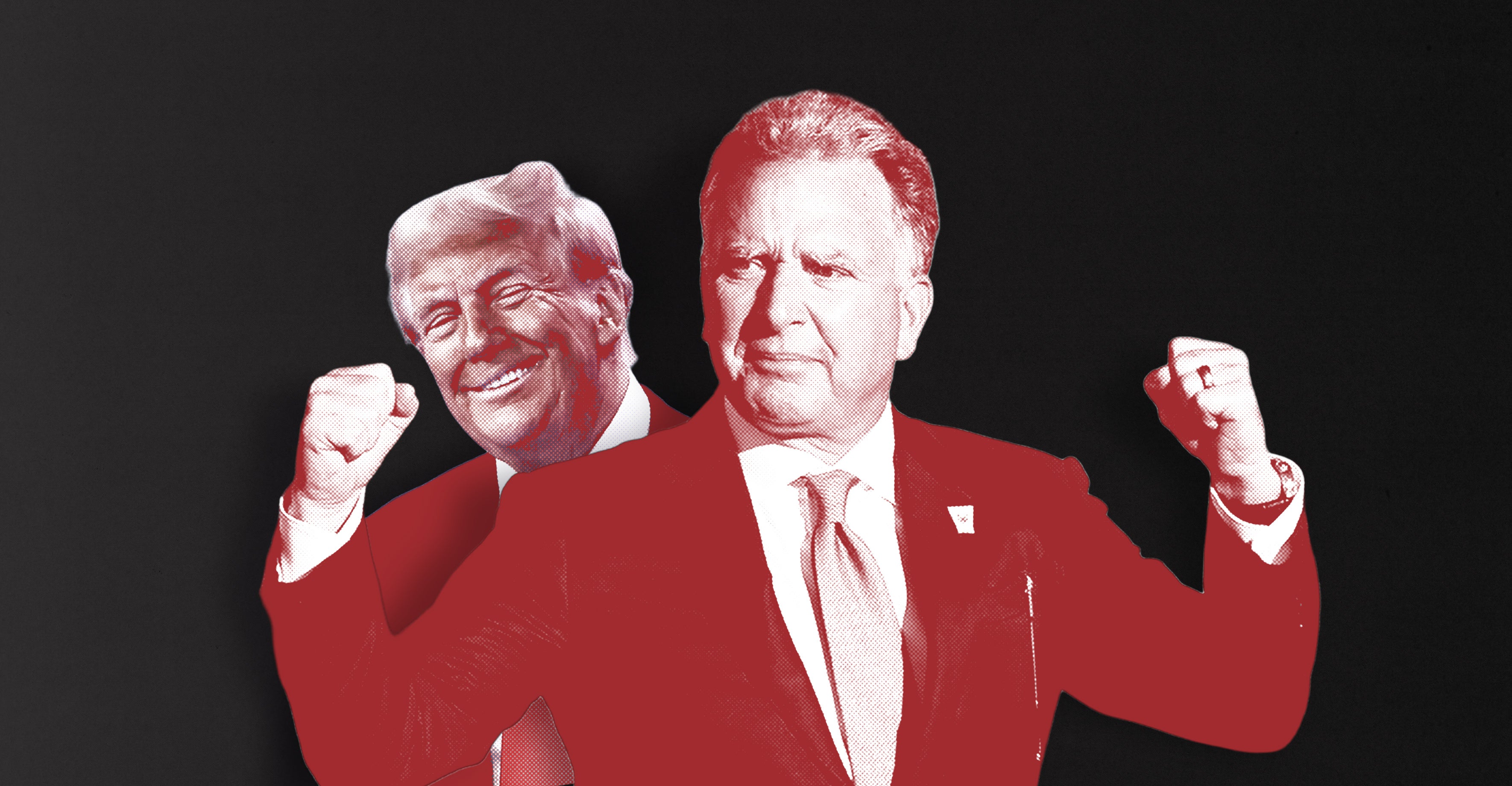 Donald Trump smiles from behind Steve Witkoff.