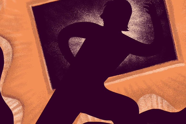 Illustration of a person running toward a frame