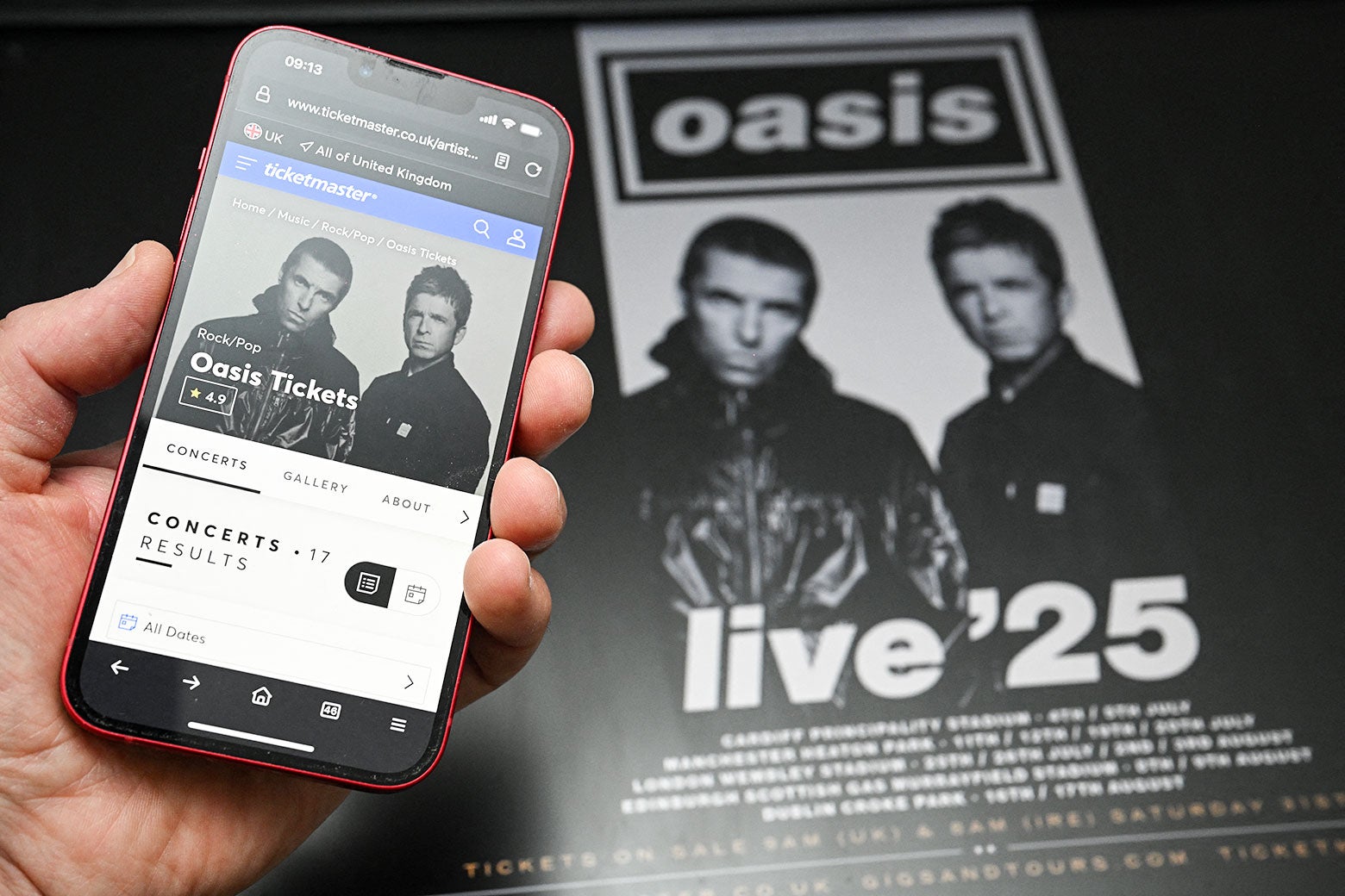 Ticket stub from an Oasis concert