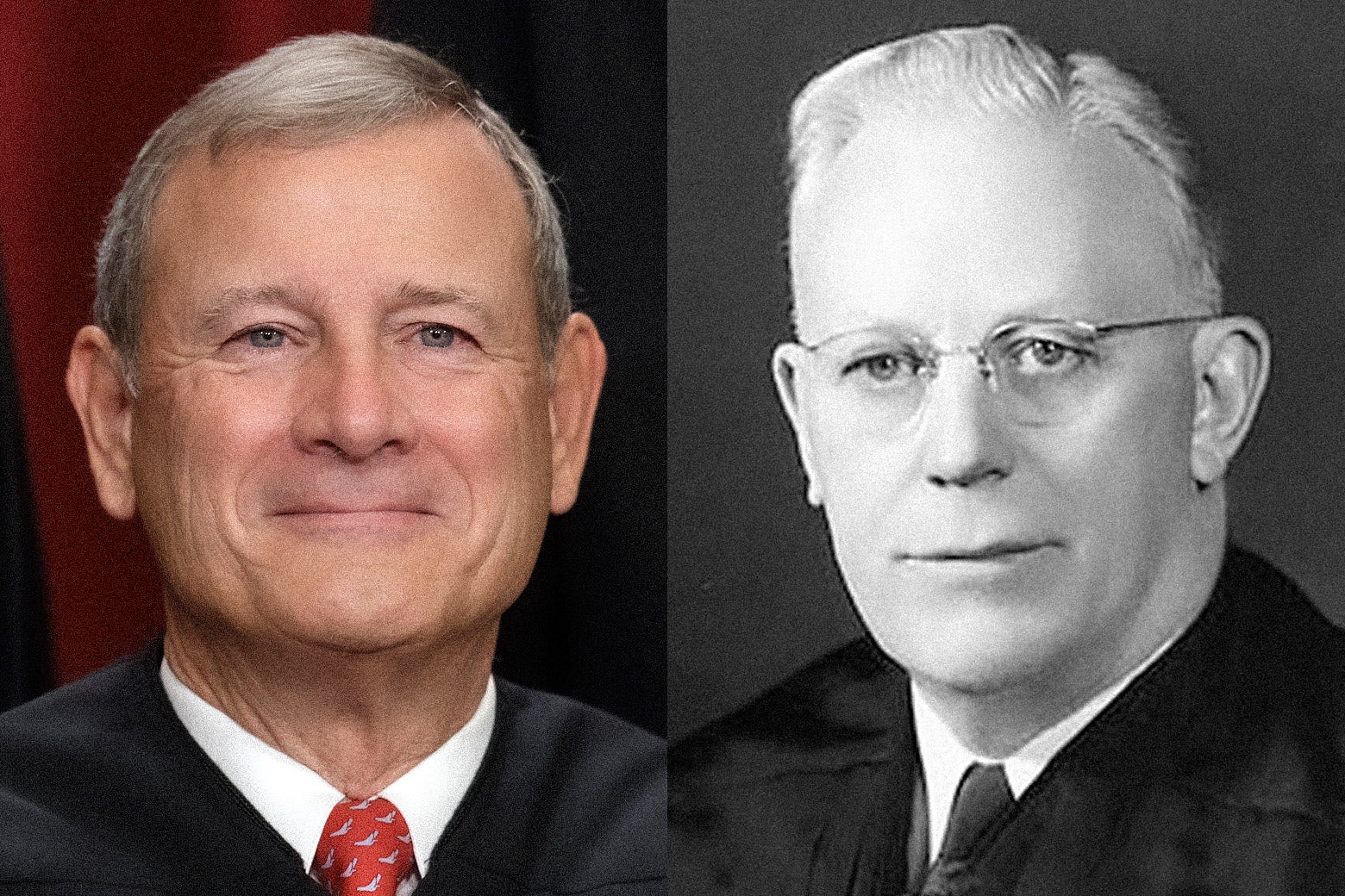 John Roberts on the left, Earl Warren on the right.