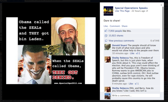 Facebook censors anti-Obama Navy SEALs meme, apologizes: Breitbart ...