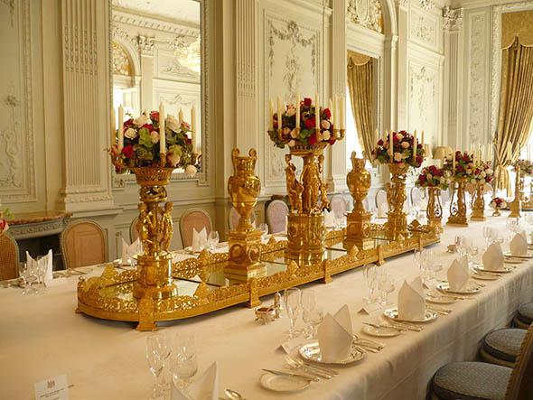Gold pieces from diner room at the Hôtel de Charost, home of the ambassador of Great Britain, Paris, France.