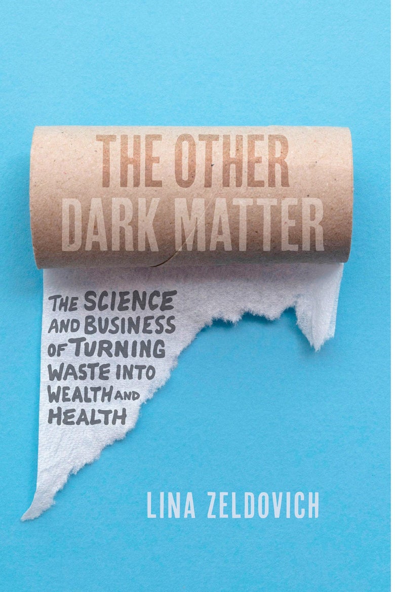 a light blue book cover, featuring 
an almost-empty roll of toilet paper 
