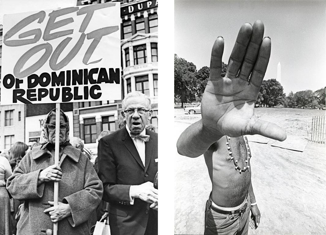 Left: Protest against the U.S.invasion of the DominicanRepublic. Circa 1965. Right: Solidarity Day,Washington D.C., June1968.