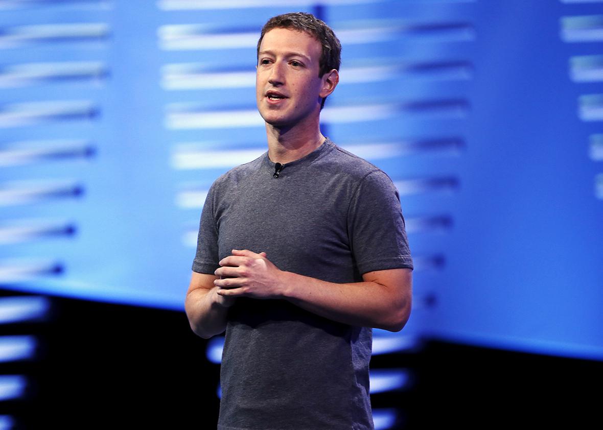 Mark Zuckerberg speaks on stage during the Facebook F8. 