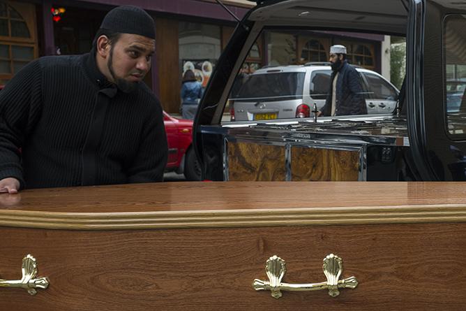 In London’s East End, wedged tightly between an Islamic bookshop and the city’s largest mosque is England’s first funeral home for Muslims, open 365 days a year, whether it’s Eid, Christmas, or New Year’s Eve