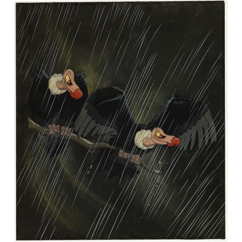 A painting of two vultures.
