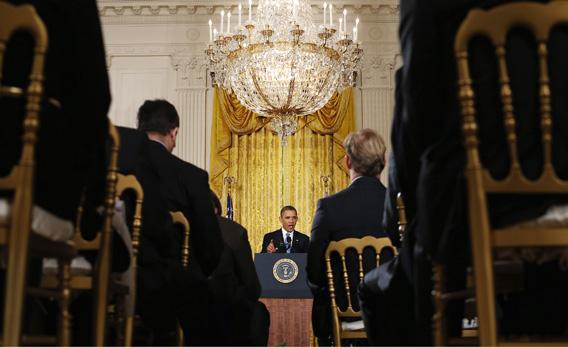 President Obama holds a news conference in the White House on Monday in Washington, DC.