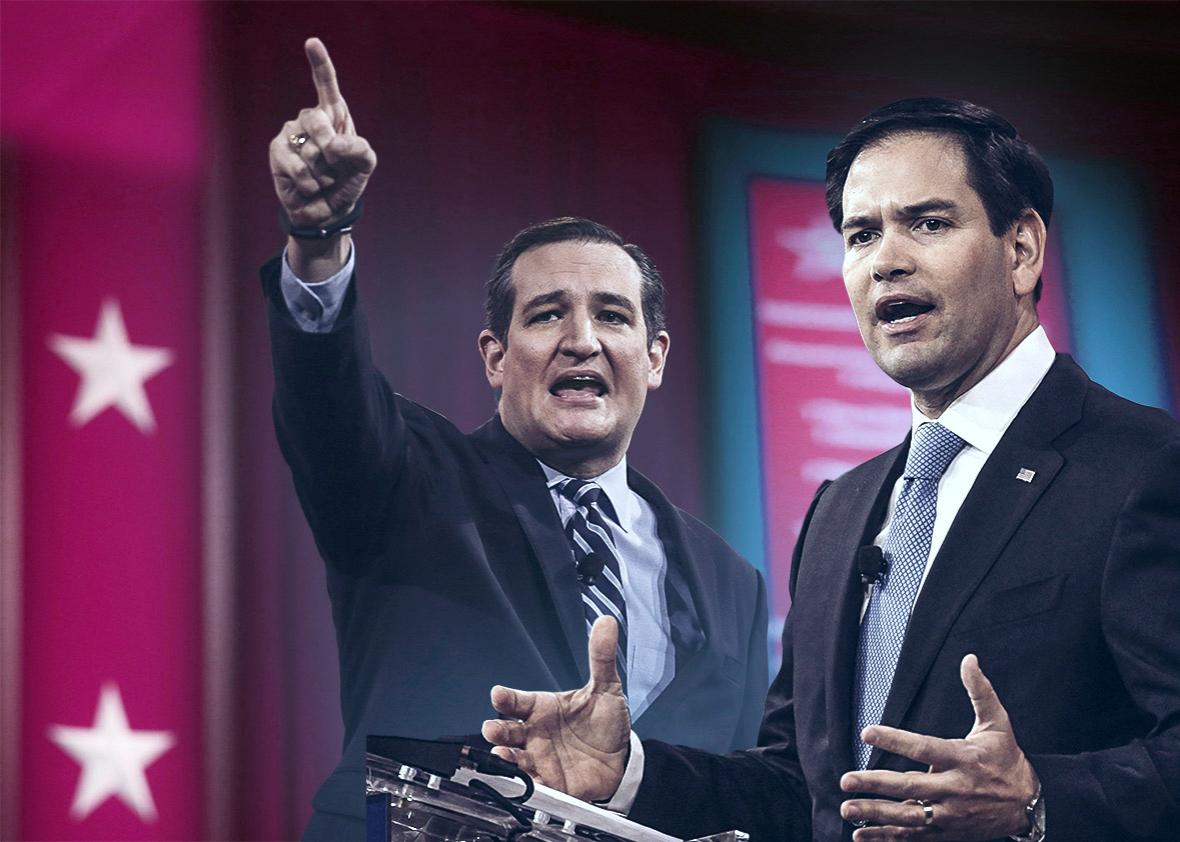 U.S. Sen. Ted Cruz (R-TX), left, and Florida Senator Marco Rubio