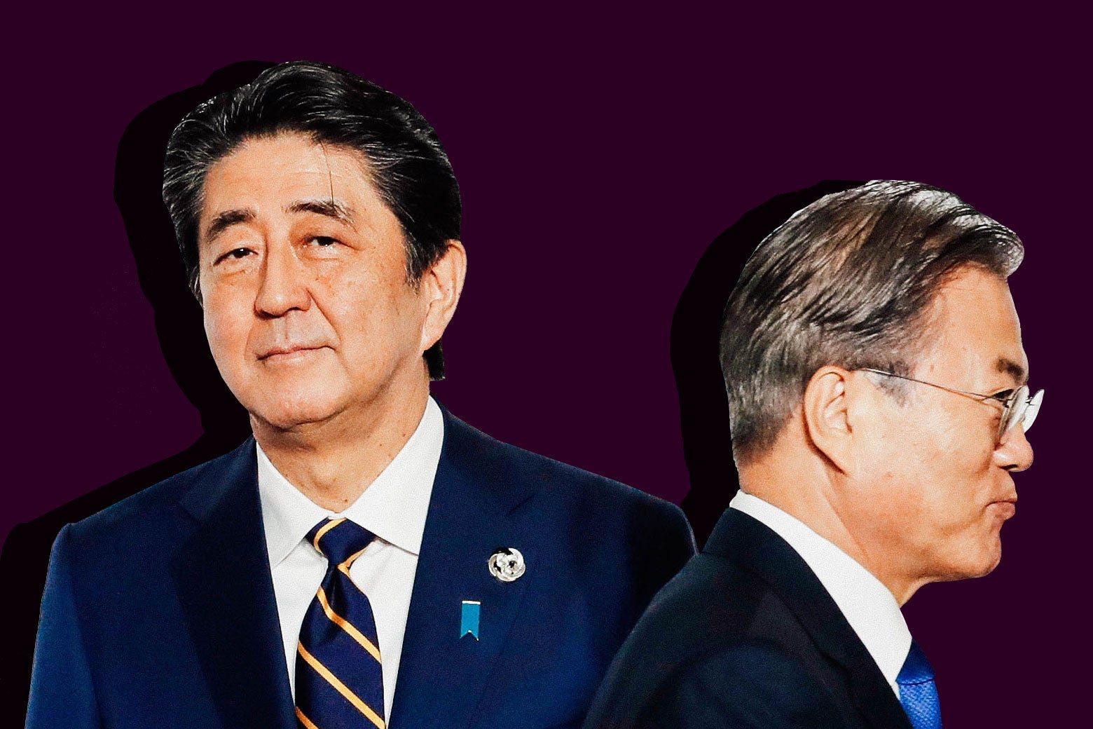 Japanese Prime Minister Shinzō Abe and South Korean President Moon Jae-in