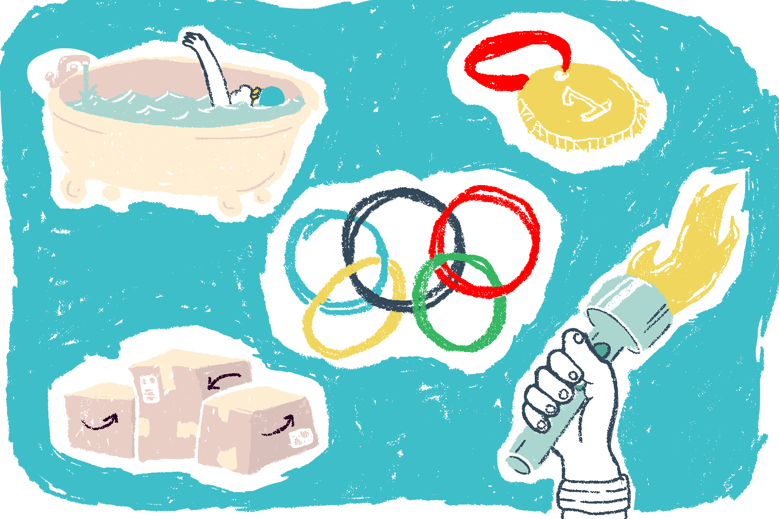 Collage of Olympics images.