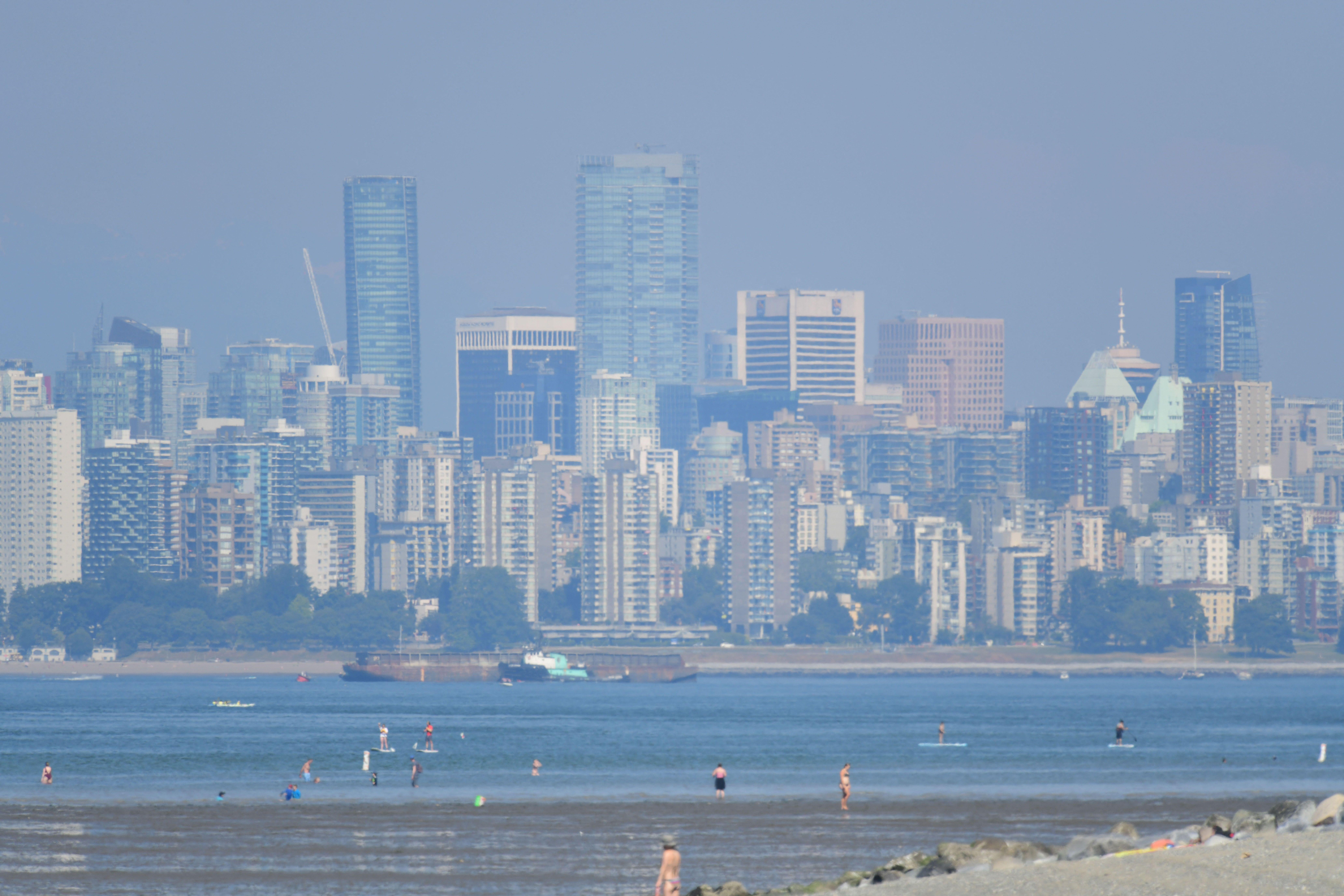 Vancouver, British Columbia, seen through a haze on a scorching hot day