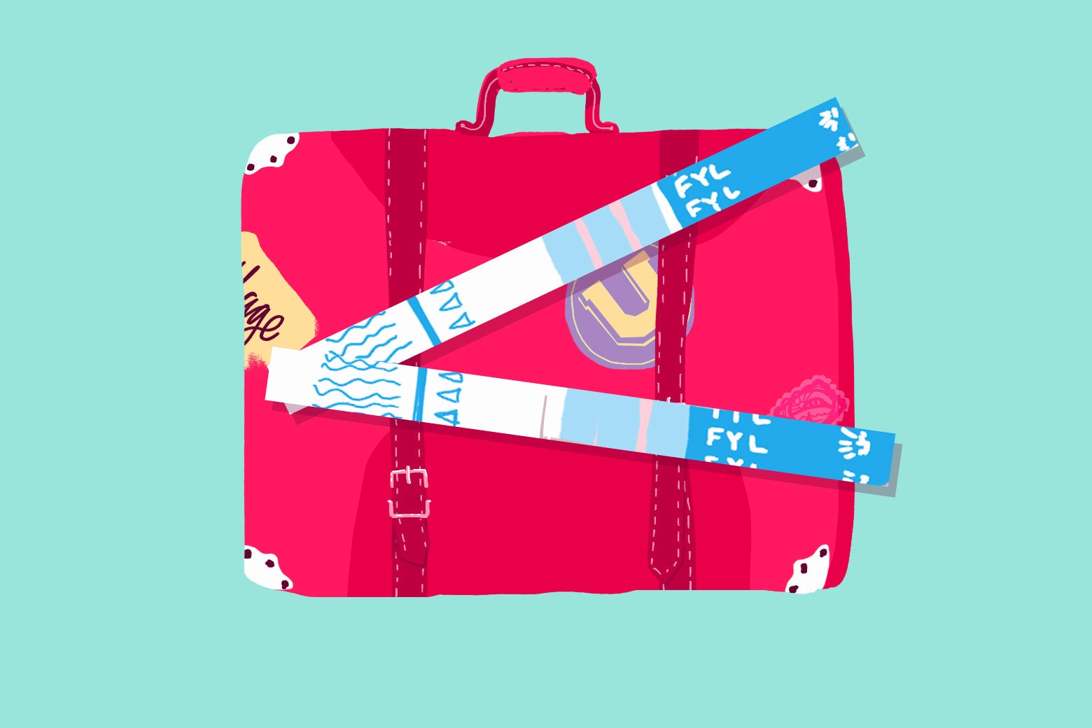 Luggage with FYL test strips.