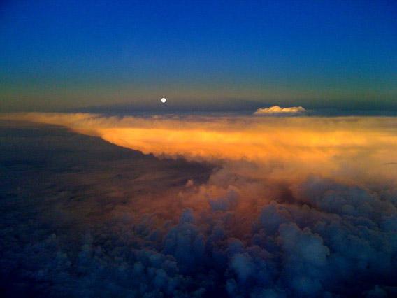 Moonrise from an airplane