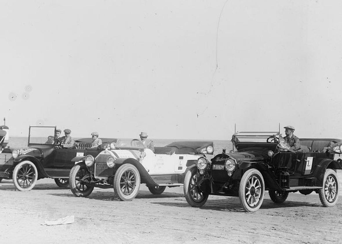 Start of auto trip to San Francrisco from Coney Island on May 15, 1915. 