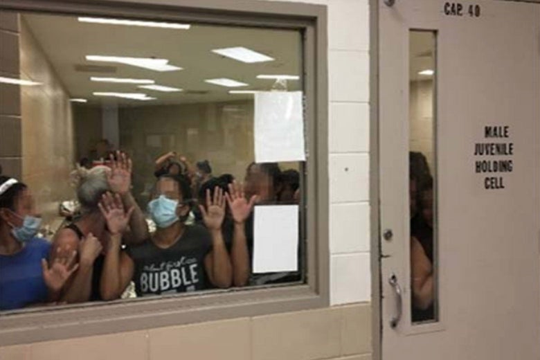 Fifty-one women are held in a cell designated for male juveniles with a capacity for 40 in a Border Patrol station.