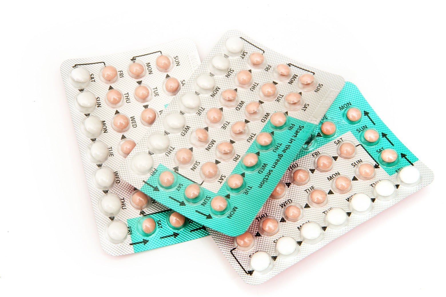 Three packs of birth control pills