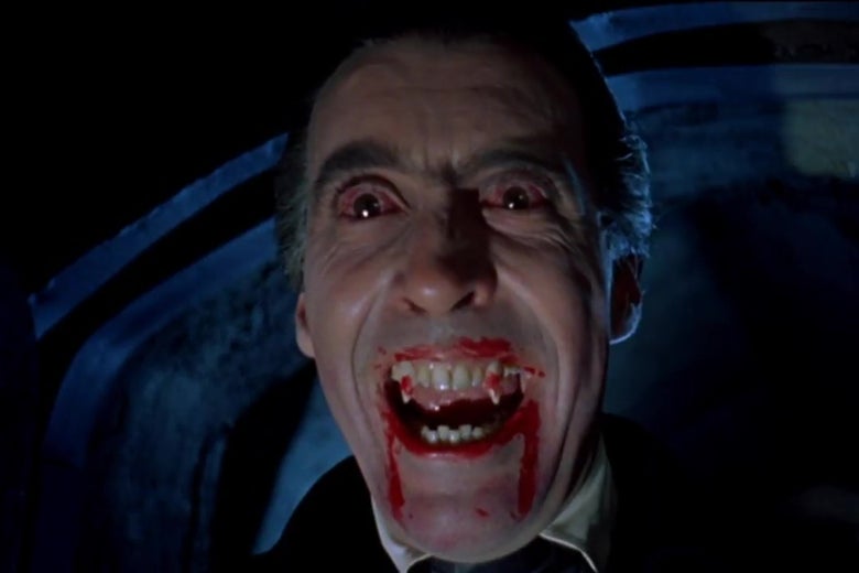 Christopher Lee as Dracula. "Srcset =" https://compote.slate.com/images/989d3bac-6f2d-4963-9050-dafef1b41999.jpeg?width=780&height=520&rect=1080x720&offset=55x0 1x, compile. slate.com/images/989d3bac-6f2d-4963-9050-dafef1b41999.jpeg?width=780&height=520&rect=1080x720&offset=55x0 2x