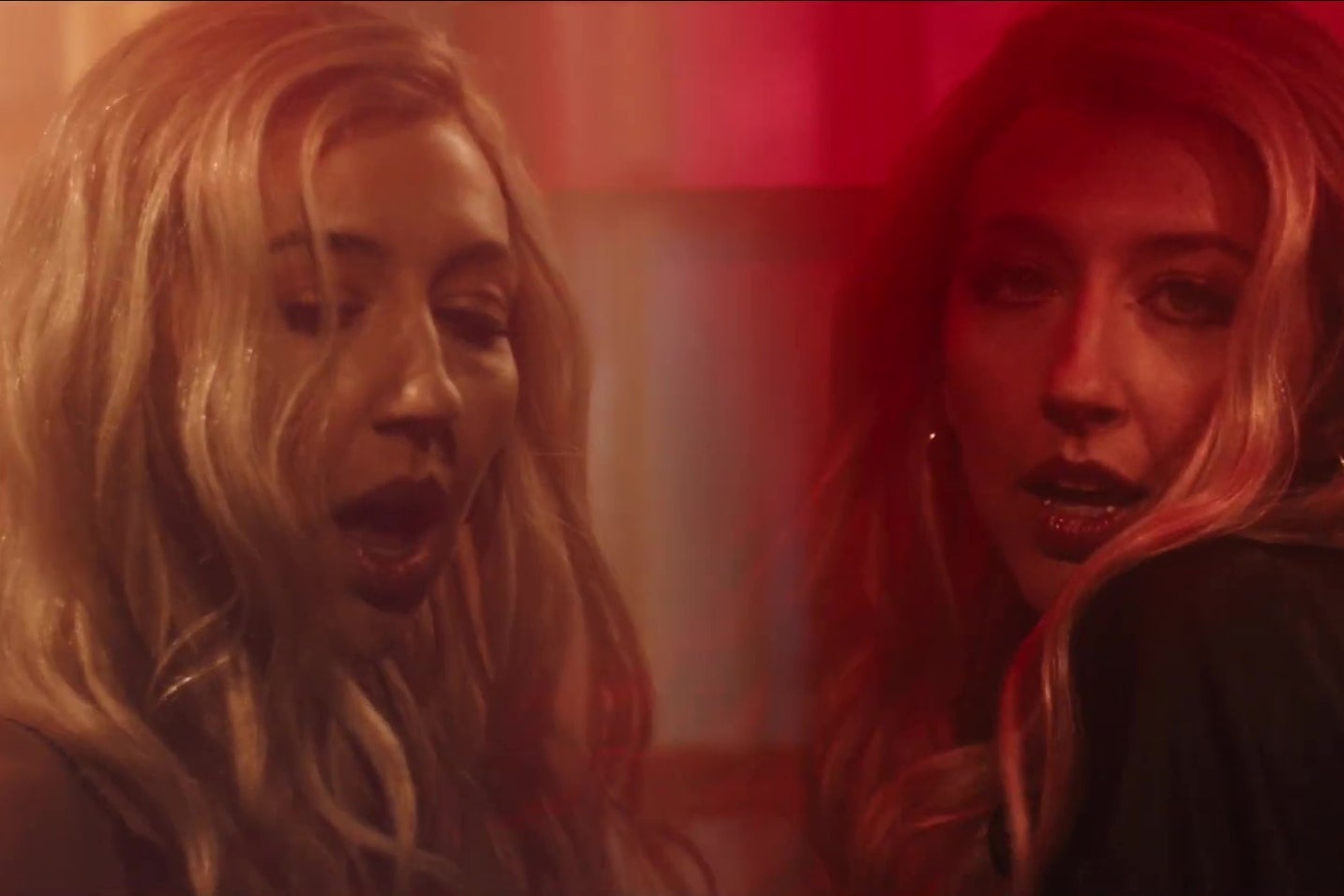A composite shot consisting of two images of Heidi Gardner making sexy faces.