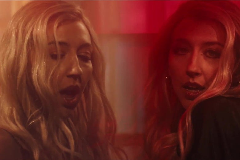 A composite shot consisting of two images of Heidi Gardner making sexy faces.
