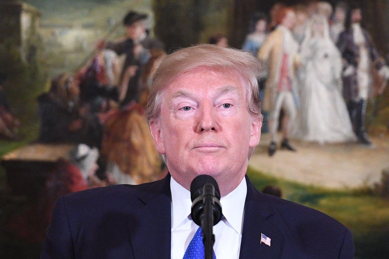 President Donald Trump addresses U.S. and Japanese business leaders at the U.S. Ambassador Bill Hagerty's (not pictured) official residence in Tokyo on Nov. 6.