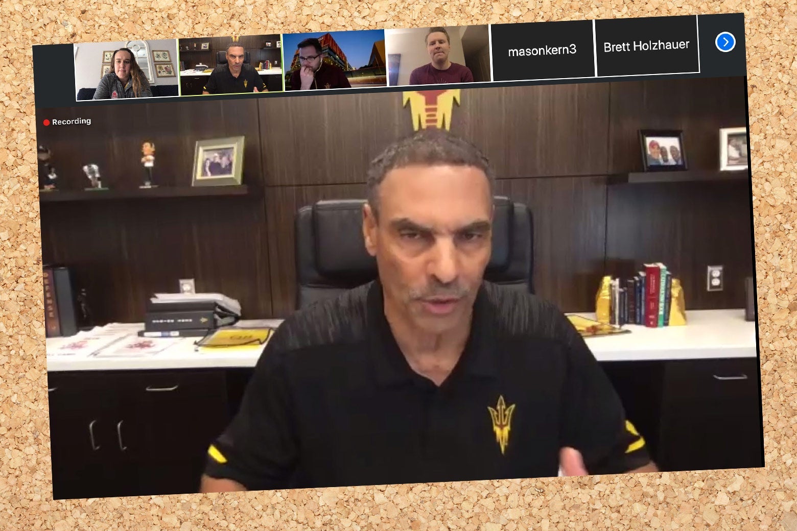ASU coach Herm Edwards on zoom.