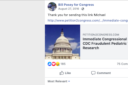 Petition to investigate vaccine conspiracy theory