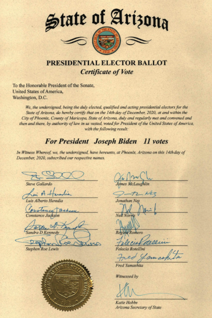 A signed certificate of electors.