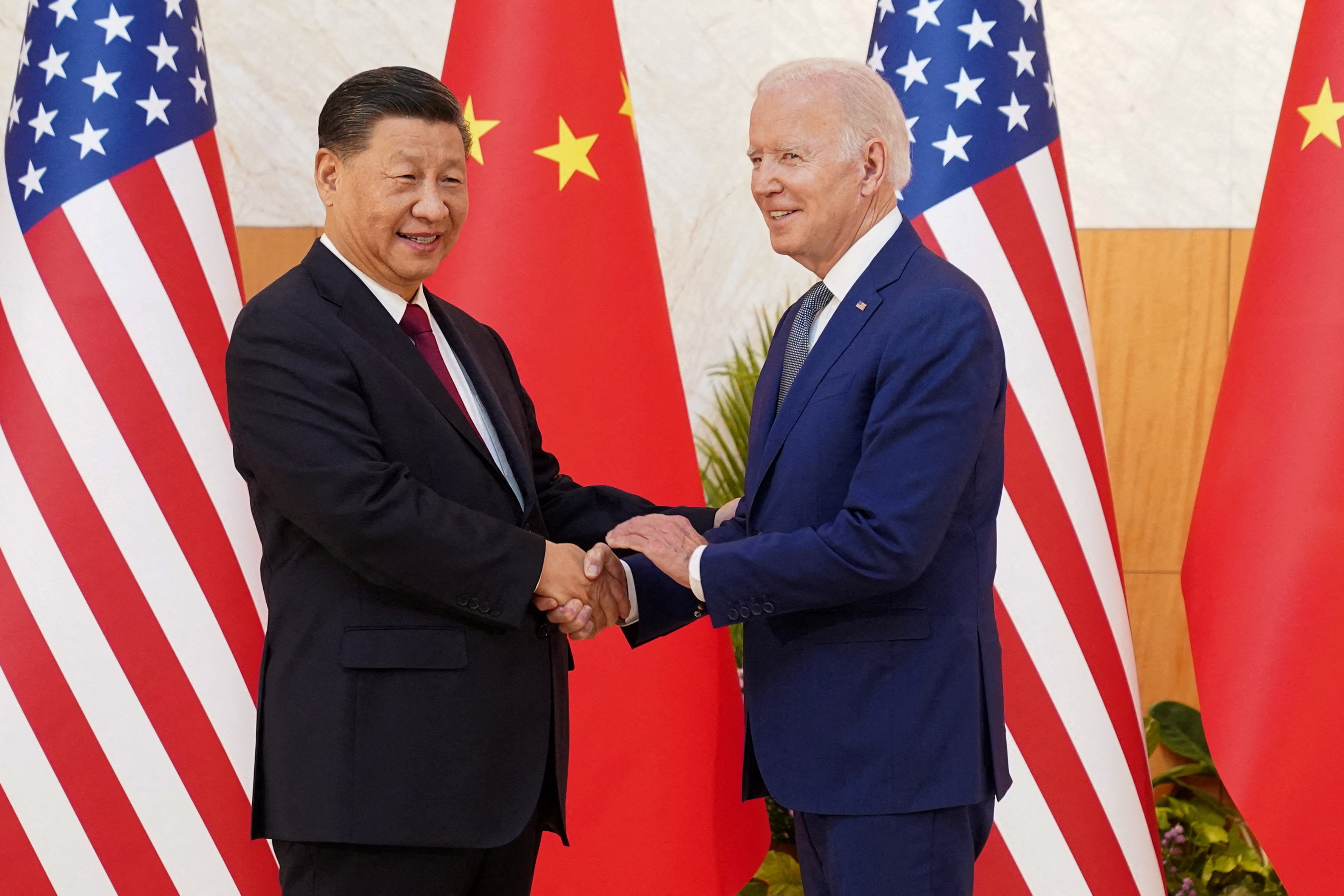 President Joe Biden shakes hands with Chinese President Xi Jinping at the G20 leaders' summit in Bali, Indonesia on Nov. 14. 