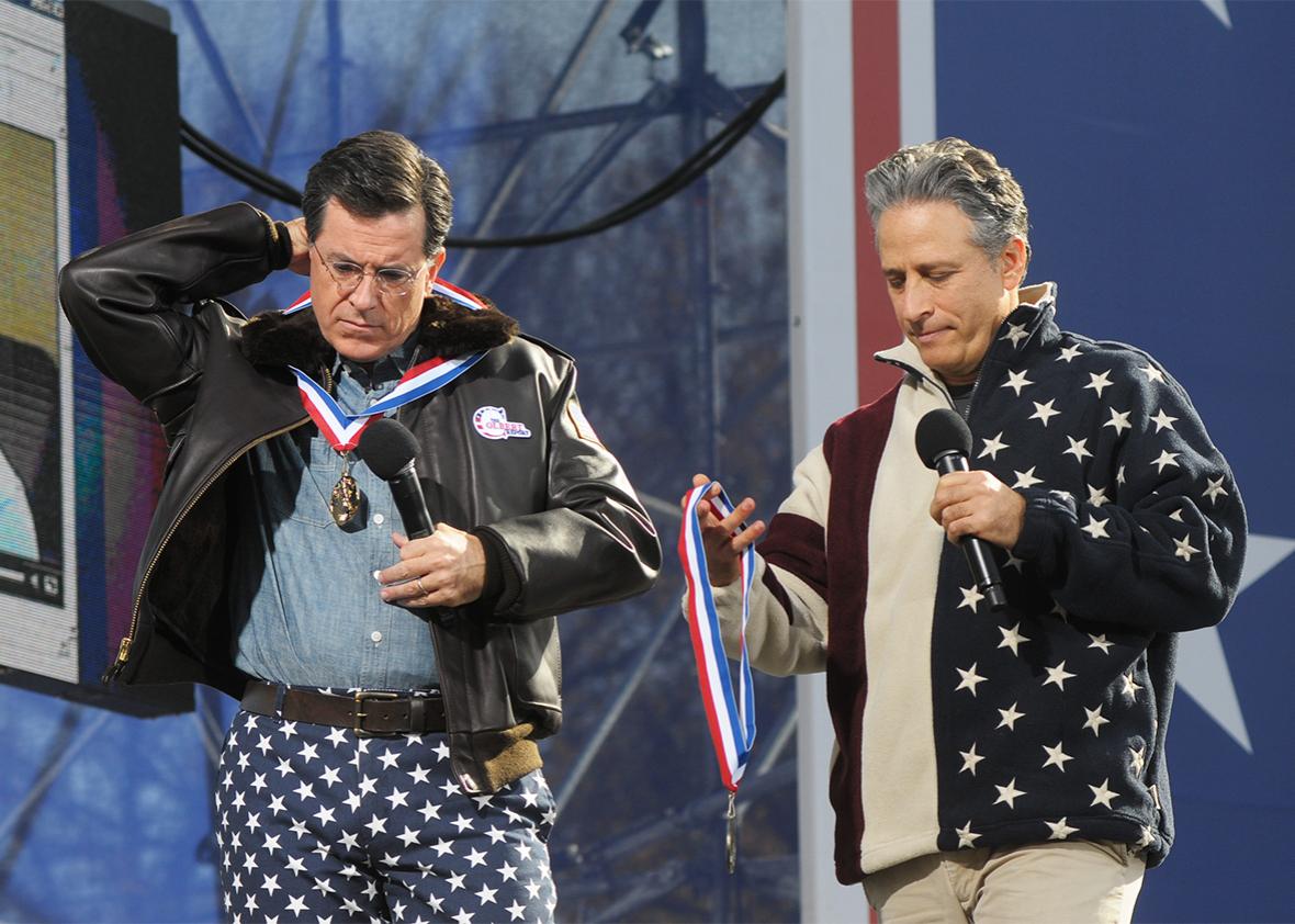 Stephen Colbert and Jon Stewart. 