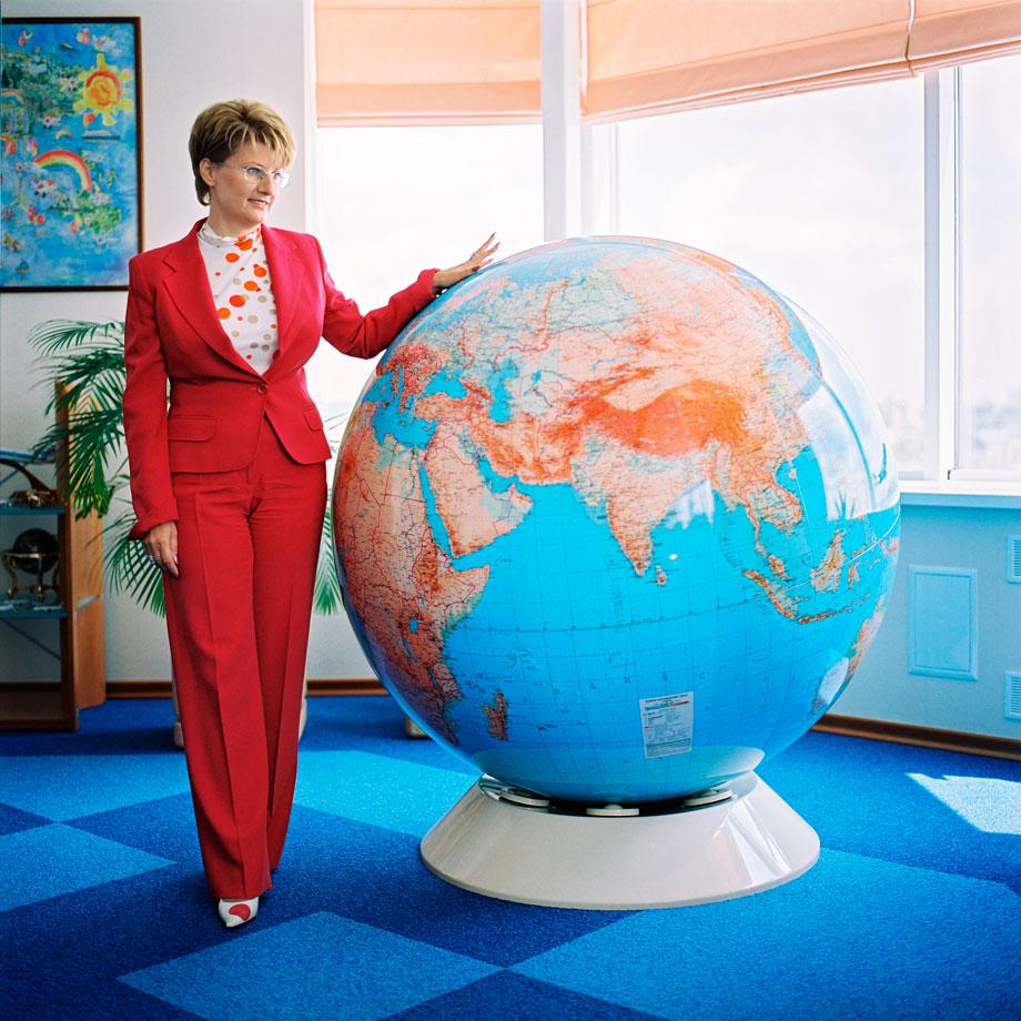 Moscow. Olga Pleshakova runs Transaero, Russia’s second-largest airline after Aeroflot. Founded in 1991 by her husband, the company owns 20 planes and was the first Russian airline to buy Boeings. Photographed here in her office.