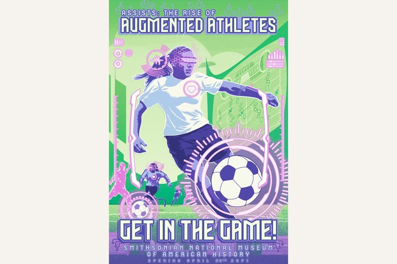 Colorful poster of a women's soccer team.