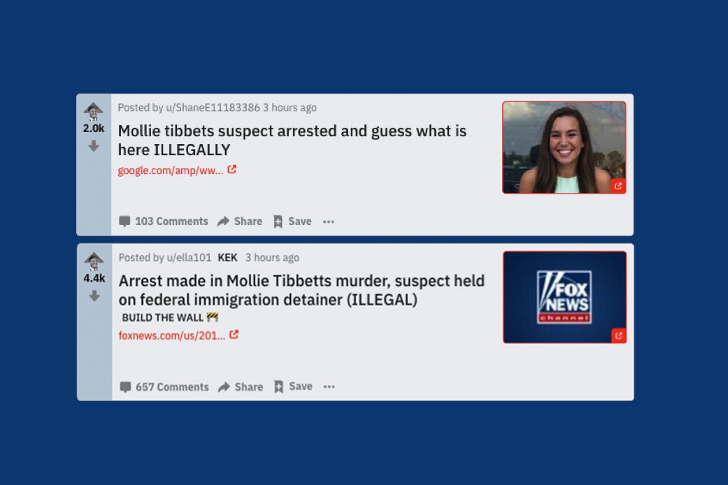 Headlines from The_Donald about Mollie Tibbetts.