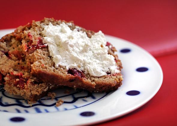 Cranberry bread with cream cheese.
